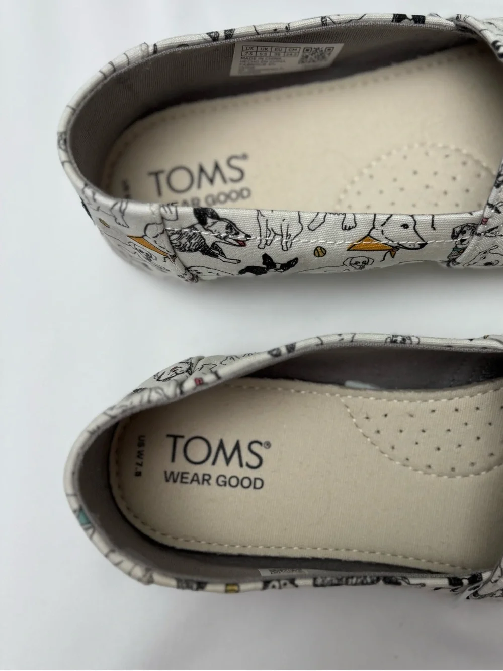 TOMS Canvas Slip-On Shoes in White Office Dog Print